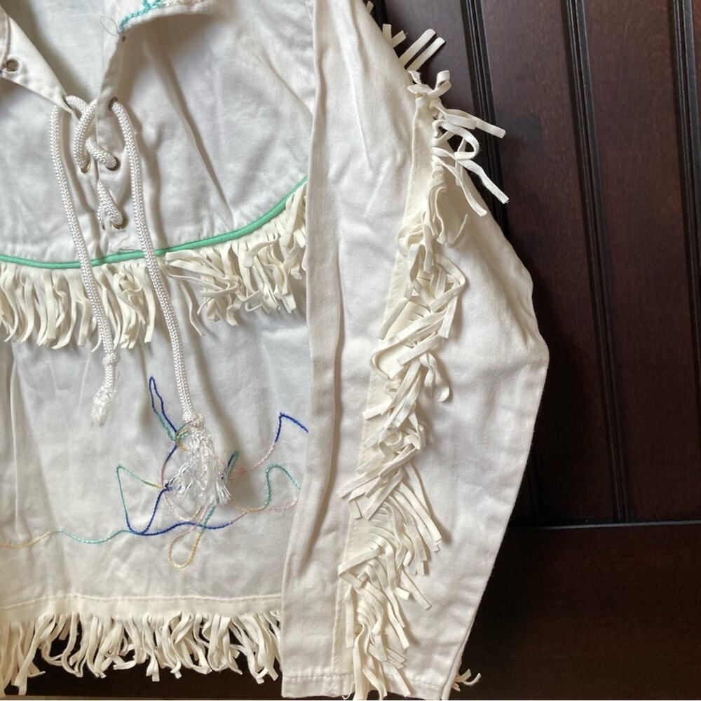Mel Jacks Ivory Pullover Fringe Detailing Girls Size XS / 5T - Picture 6 of 10